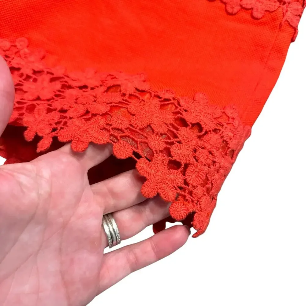 J Crew Womens bright red pique and lace mini skirt Size 0